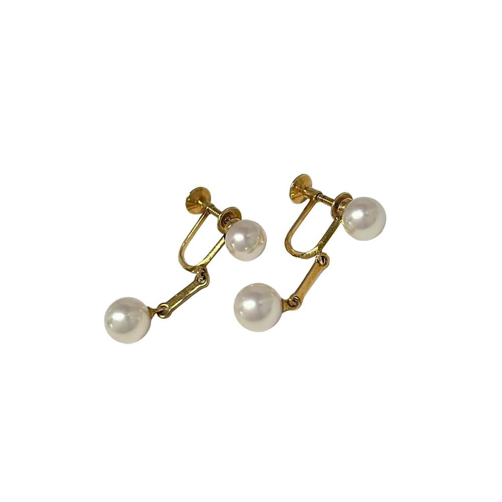 Tasaki Clip On Earrings K14YG Pearl White 14K Yellow Gold Pearl